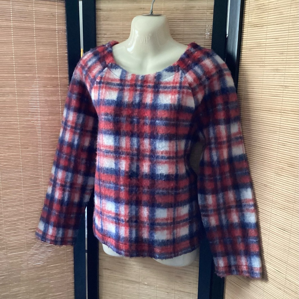 Madewell Brushed Plaid pullover with pockets Sz S EUC warm cozy sweater